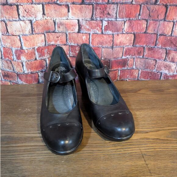 Dansko Fanny Wedge Maryjane Leather Studded Women Black Size 41 - Picture 7 of 8